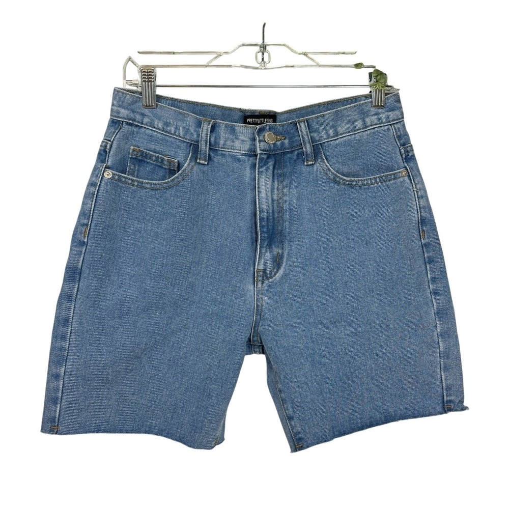 PrettyLittleThing Longline Denim Shorts Women Size 4 High Waist Summer Casual